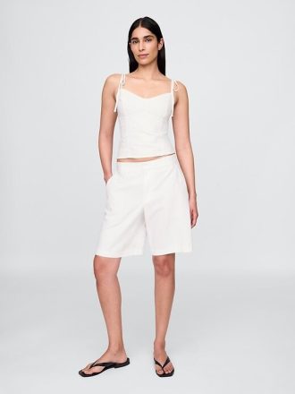 365 Shorts de cintura baixa em mistura de linho