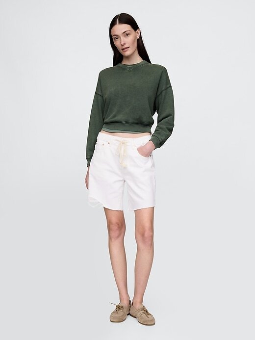 Bermuda jeans larga estilo anos 90, cintura média, 8″ Bermuda jeans larga estilo anos 90, cintura média, 8″