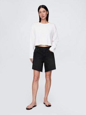 Bermuda jeans larga estilo anos 90, cintura média, 8″