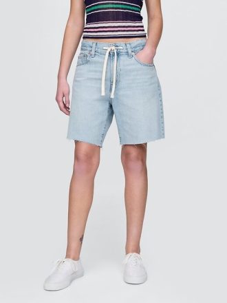 Bermuda jeans larga estilo anos 90, cintura média, 8″