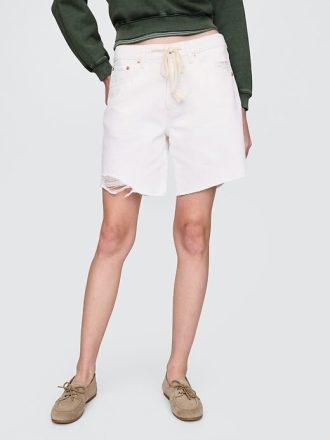 Bermuda jeans larga estilo anos 90, cintura média, 8″