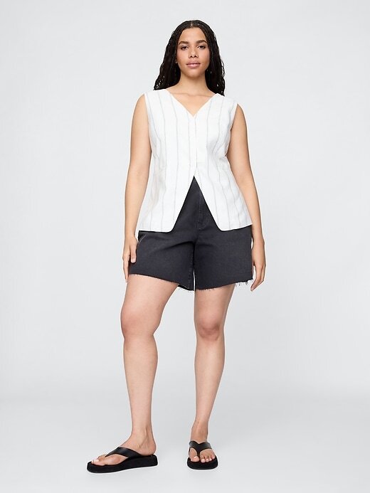 Bermuda jeans larga estilo anos 90, cintura média, 8″ Bermuda jeans larga estilo anos 90, cintura média, 8″