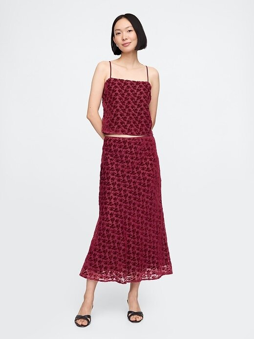 Blusa curta de veludo Burnout Blusa curta de veludo Burnout