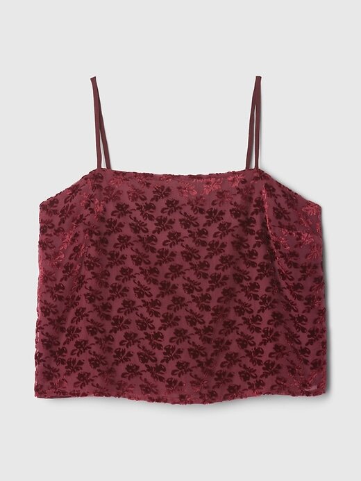 Blusa curta de veludo Burnout Blusa curta de veludo Burnout