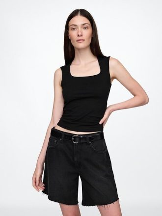 Blusa de malha com gola quadrada