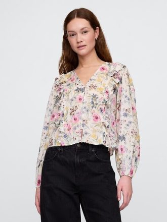 Blusa floral com babados