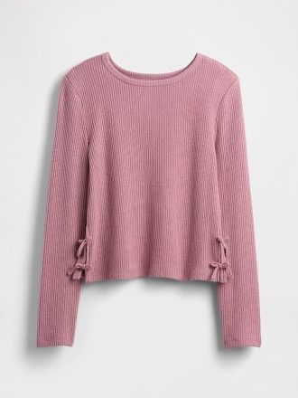 Blusa infantil com amarração lateral e canelado Softspun