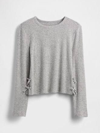 Blusa infantil com amarração lateral e canelado Softspun