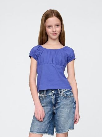 Blusa infantil com decote redondo