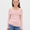 Blusa infantil com ombros descobertos e canelado Softspun