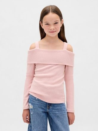 Blusa infantil com ombros descobertos e canelado Softspun
