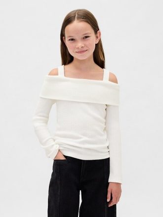 Blusa infantil com ombros descobertos e canelado Softspun