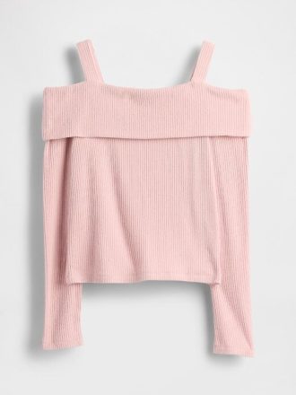 Blusa infantil com ombros descobertos e canelado Softspun