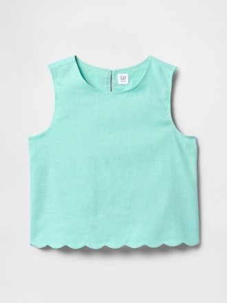 Blusa infantil de linho e algodão com vieiras