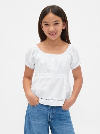 Blusa infantil justa com manga bufante