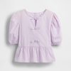 Blusa peplum infantil com manga bufante