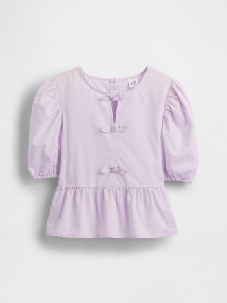 Blusa peplum infantil com manga bufante