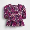 Blusa peplum infantil com manga bufante