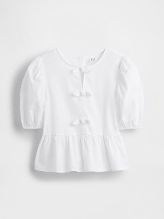 Blusa peplum infantil com manga bufante