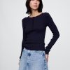 Blusa suéter Pointelle Henley Blusa suéter Pointelle Henley
