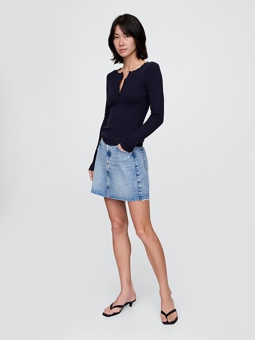Blusa suéter Pointelle Henley Blusa suéter Pointelle Henley