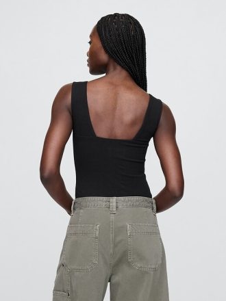 Body de malha com decote canoa