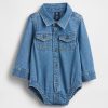 Body jeans com botões para bebê