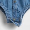 Body jeans com botões para bebê