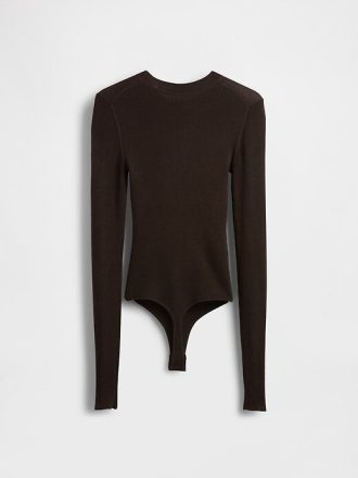 Body suéter canelado transparente