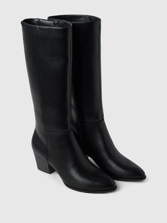 Botas de salto alto de couro vegano