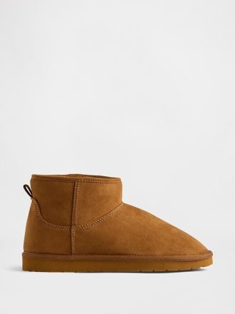 Botas infantis veganas de camurça com forro de sherpa
