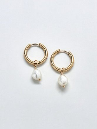 Brincos Huggie de Pérola Única Dourada