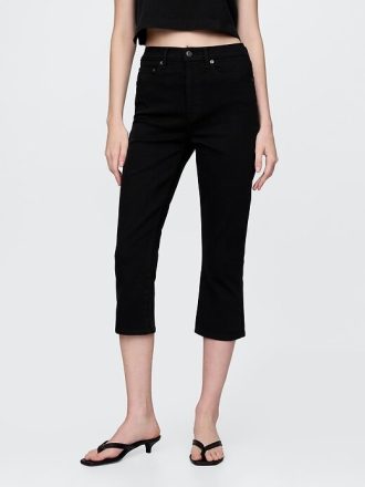 Calça Capri Cropped de Cintura Alta