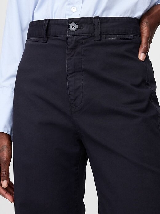 Calça cáqui de perna larga com cintura alta e tornozelo Calça cáqui de perna larga com cintura alta e tornozelo