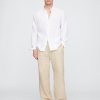 Calça cáqui plissada solta de linho e algodão dos anos 90