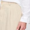 Calça cáqui plissada solta de linho e algodão dos anos 90