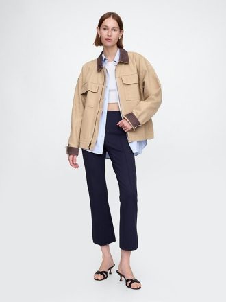 Calça curta de malha dupla de cintura alta