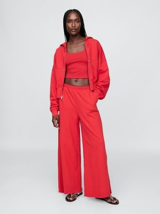 Calça de moletom French Terry com perna larga e bainha dobrada