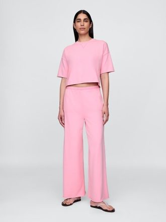 Calça de moletom French Terry com perna larga e bainha dobrada