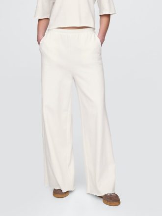 Calça de moletom French Terry com perna larga e bainha dobrada