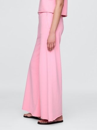 Calça de moletom French Terry com perna larga e bainha dobrada