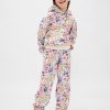 Calça de moletom infantil vintage macia e relaxada com estampa floral Calça de moletom infantil vintage macia e relaxada com estampa floral