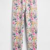 Calça de moletom infantil vintage macia e relaxada com estampa floral Calça de moletom infantil vintage macia e relaxada com estampa floral