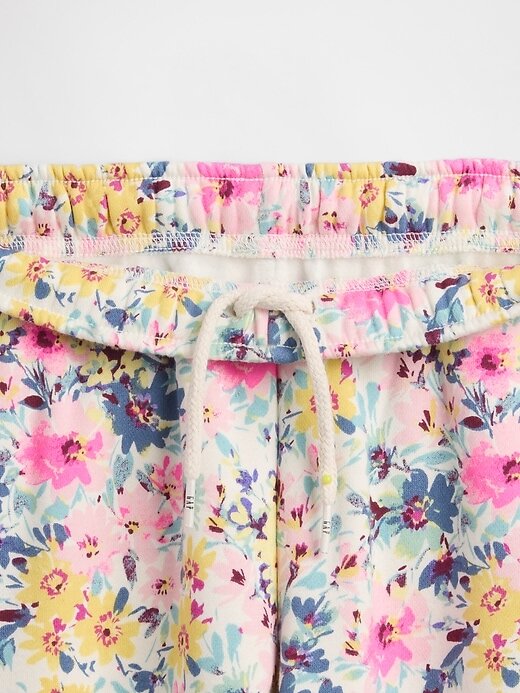 Calça de moletom infantil vintage macia e relaxada com estampa floral Calça de moletom infantil vintage macia e relaxada com estampa floral