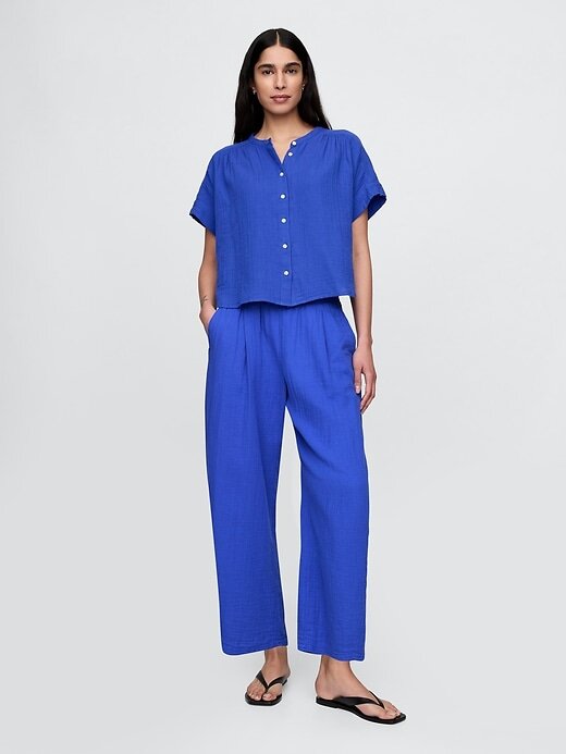 Calça Easy Barrel de Gaze de Algodão Calça Easy Barrel de Gaze de Algodão