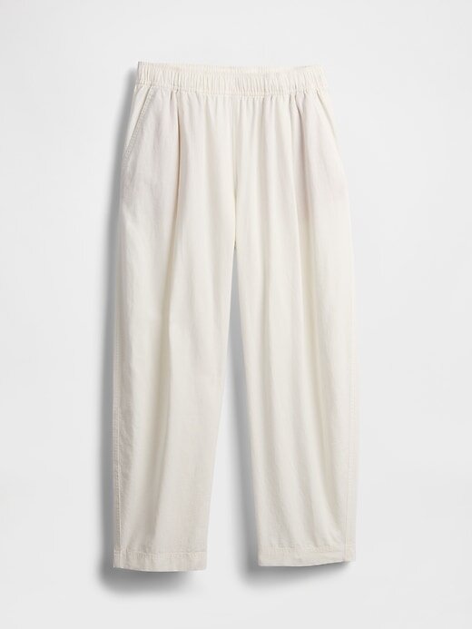 Calça Easy Barrel de linho misto de cintura média Calça Easy Barrel de linho misto de cintura média