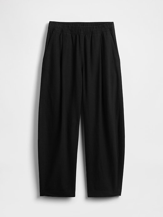 Calça Easy Barrel de linho misto de cintura média Calça Easy Barrel de linho misto de cintura média