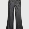 Calça flare de couro vegano de cintura alta dos anos 70