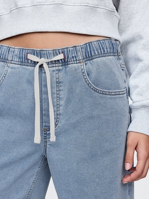 Calça jeans baggy de malha de cintura média Calça jeans baggy de malha de cintura média