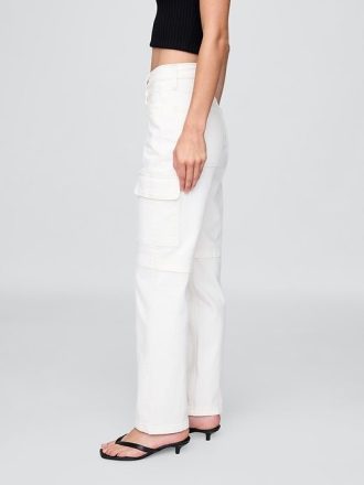 Calça jeans cargo larga dos anos 90, cintura média